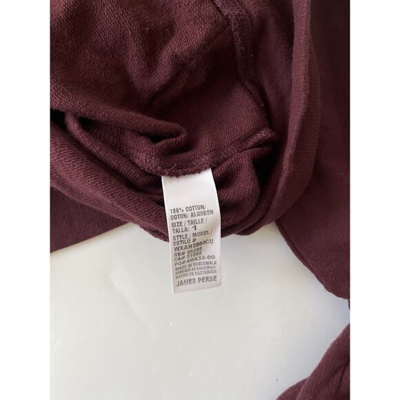 James Perse Cotton-Terry Hoodie Sweatshirt Women 1(S) Maroon Athleisure - Picture 8 of 8